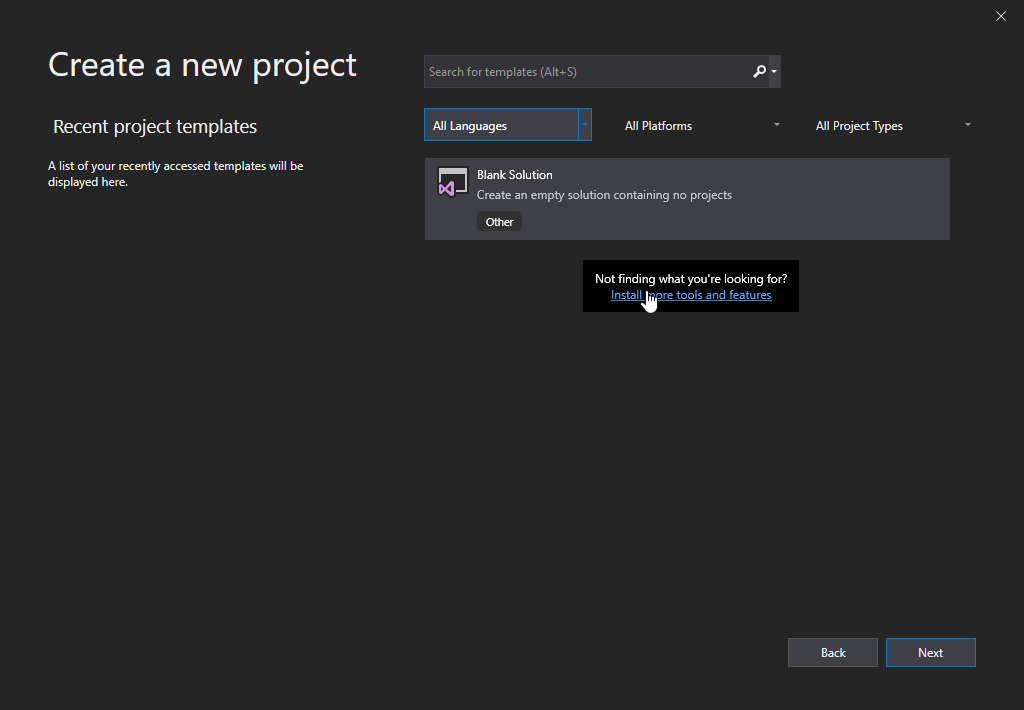 سپس روی پیوند «نصب ابزارها و ویژگی های بیشتر» کلیک کنید: